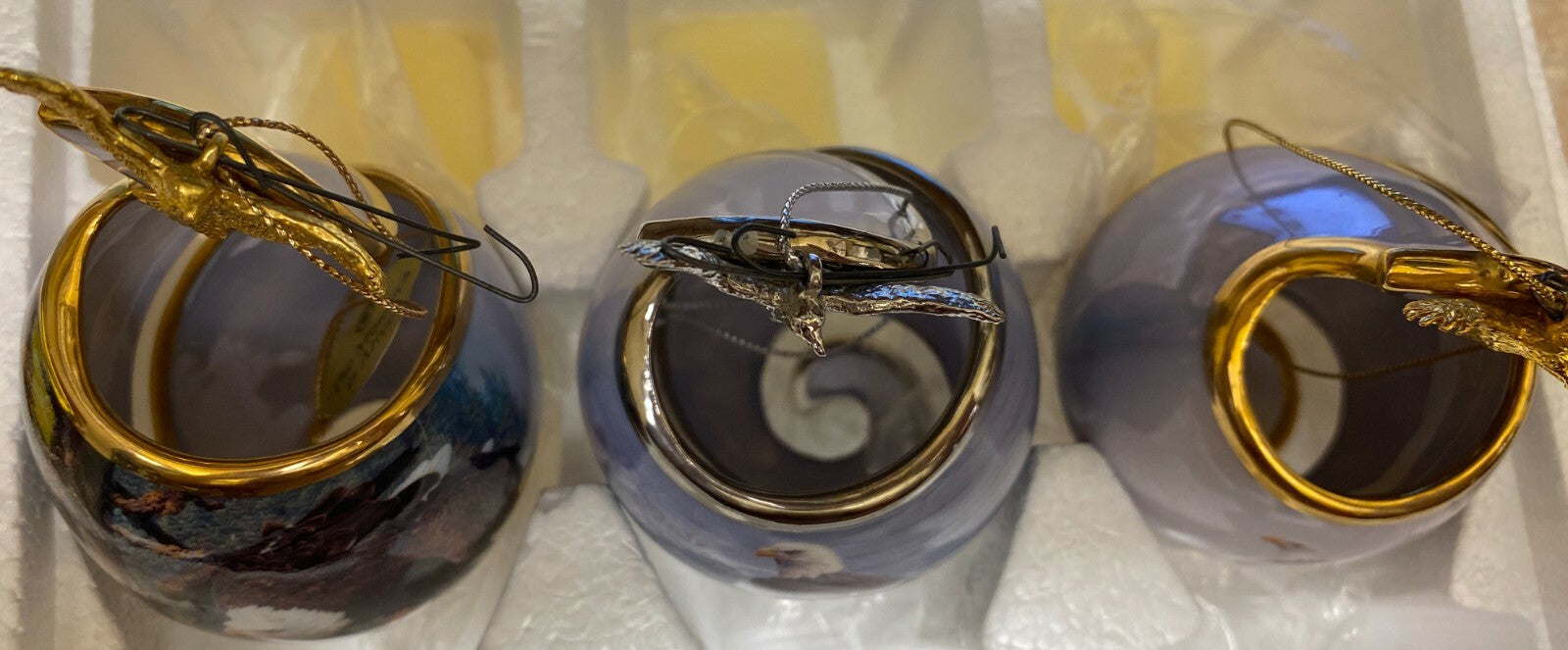 Eagles Wings Heirloom Porcelain Ornament Collection of 3 