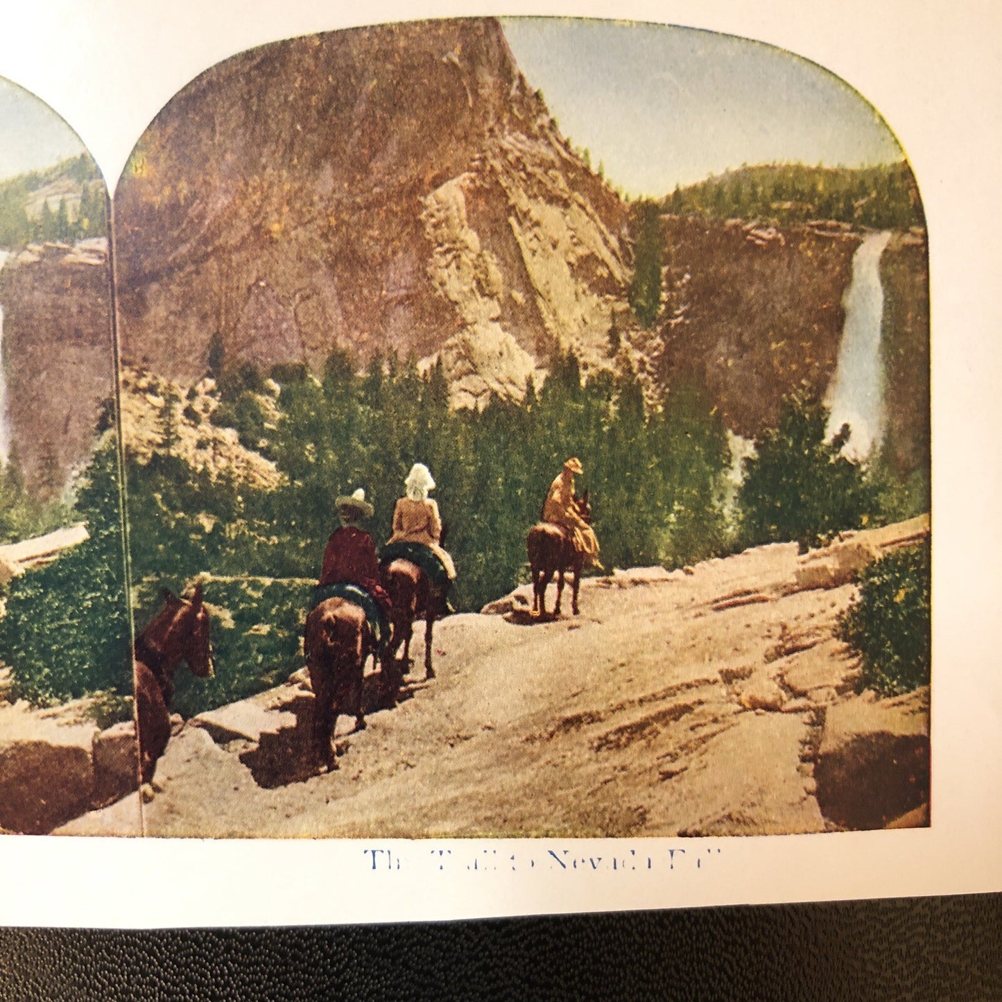 RARE Stereoview Paper Cards Nevada Horses Trail Waterfall