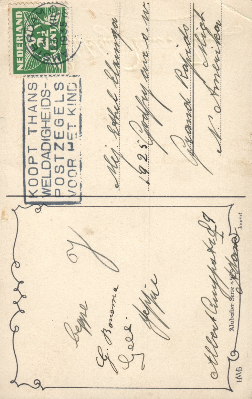 Raphael Tuck Angel Whispering To Man Hour Glass Flowers New Year Postcard 