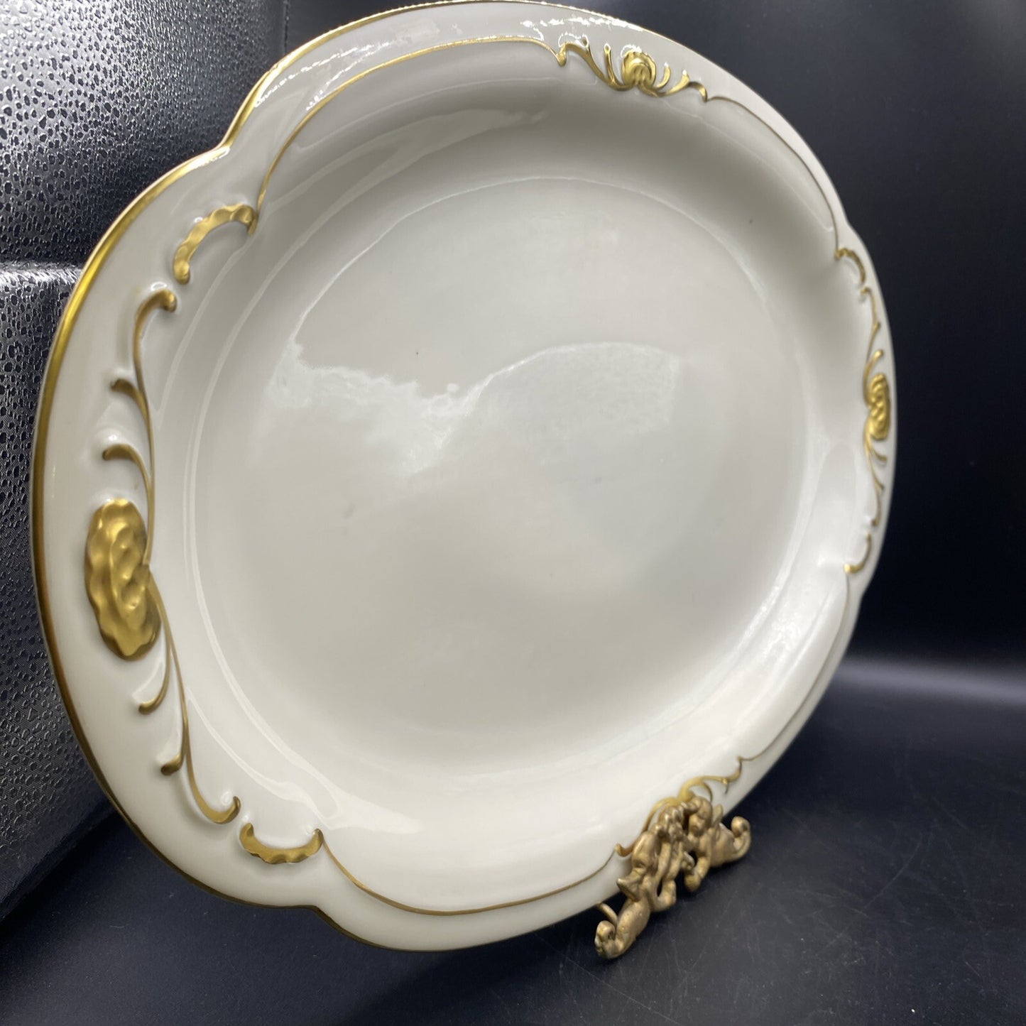 RARE Large 16" x 10 1/4" Waldershof Bavaria SERVING Platter Cream with Gold Rim