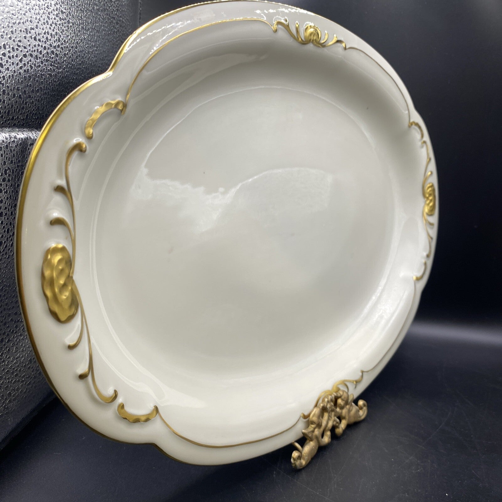 RARE Large 16" x 10 1/4" Waldershof Bavaria SERVING Platter Cream with Gold Rim