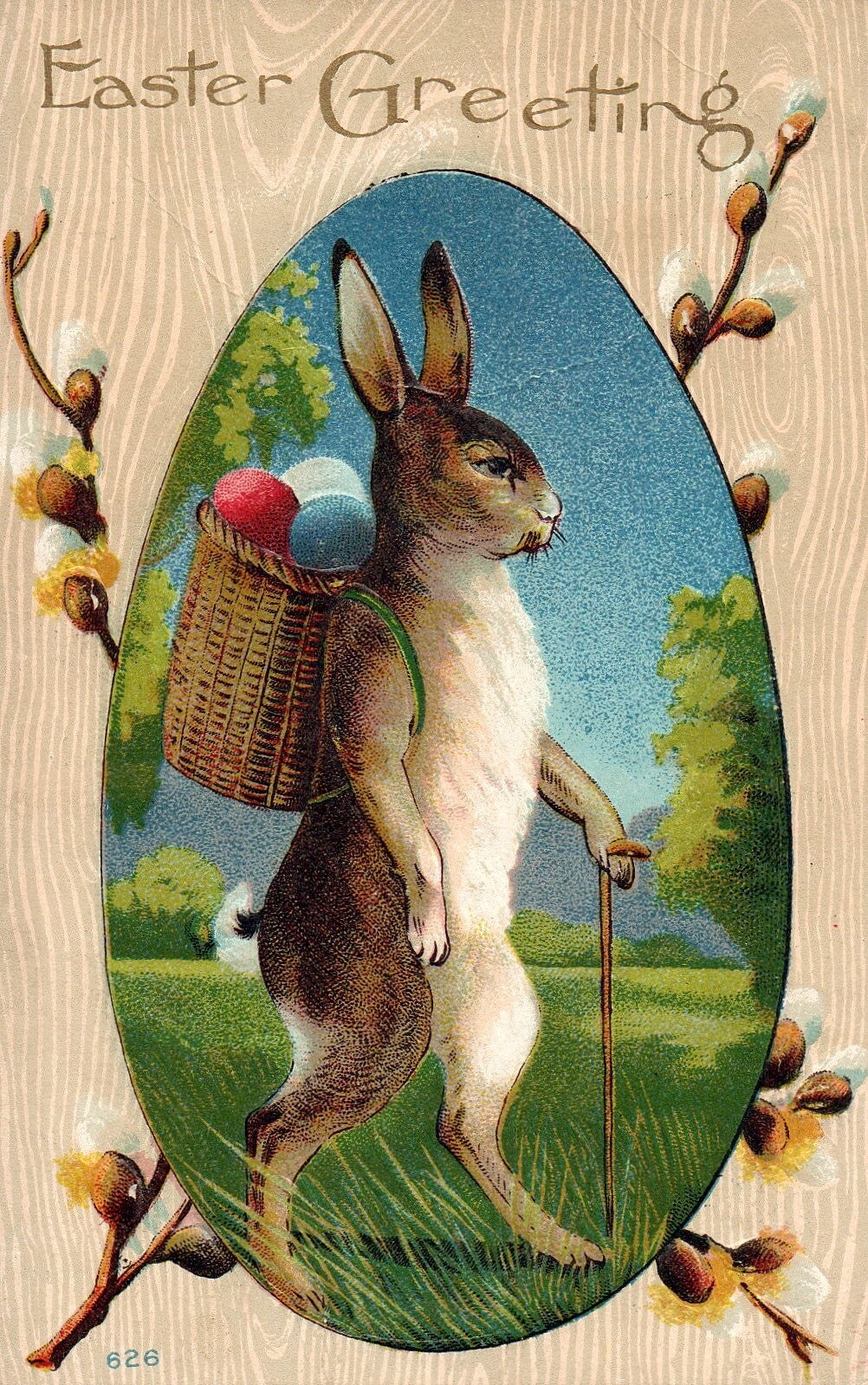 Easter Greetings Easter Bunny Delivering Eggs For Easter Vintage Easter Postcard