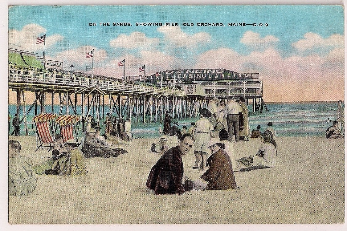 On the Sands showing Pier Old Orchard ME Maine  Postcard