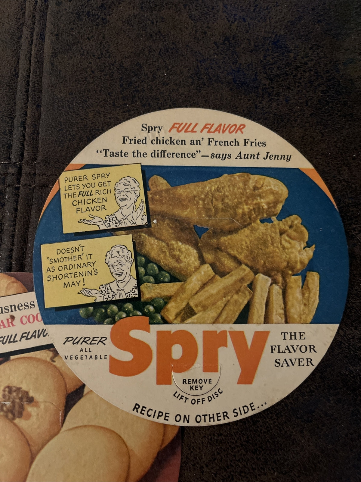 Vintage Spry Shortening Can Cardboard Lid Insert