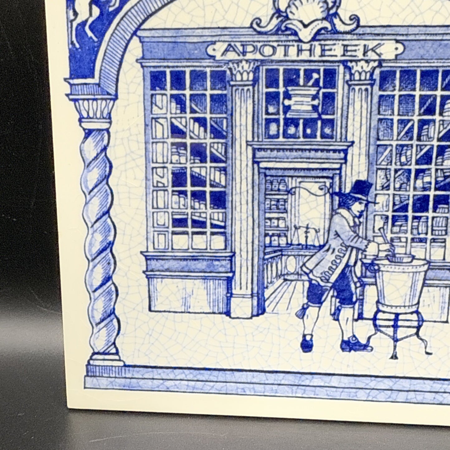 Delft Tile Schoonhaven Holland Vintage Tile Delft Blue White Pharmacy Drug #6