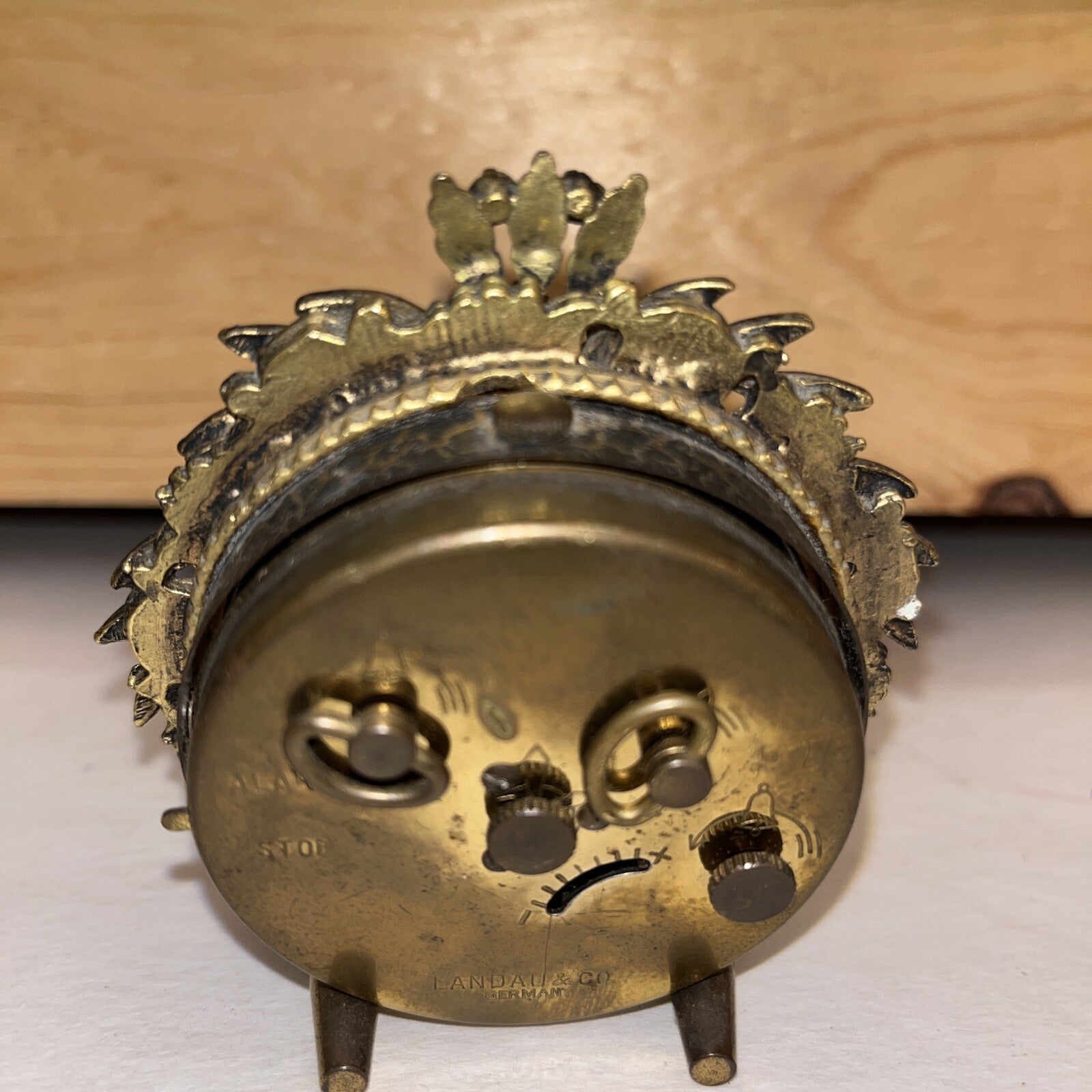 Linden Brass Wind Up Alarm Clock Marked West Germany 3.5” Rare Vintage
