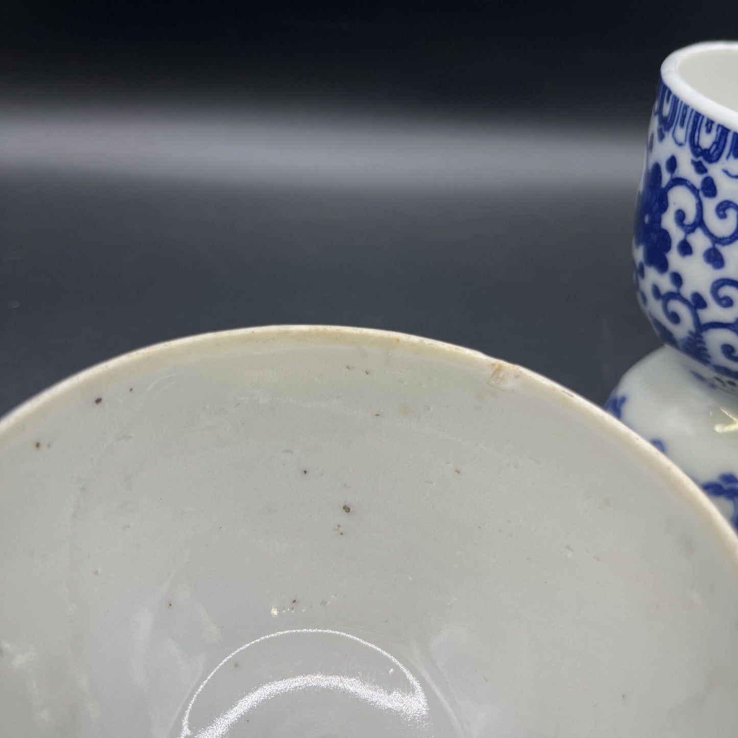 Vintage 2 Blue Chintz Phoenix Bird Cup & Saucer & Egg Cup Made in Japan