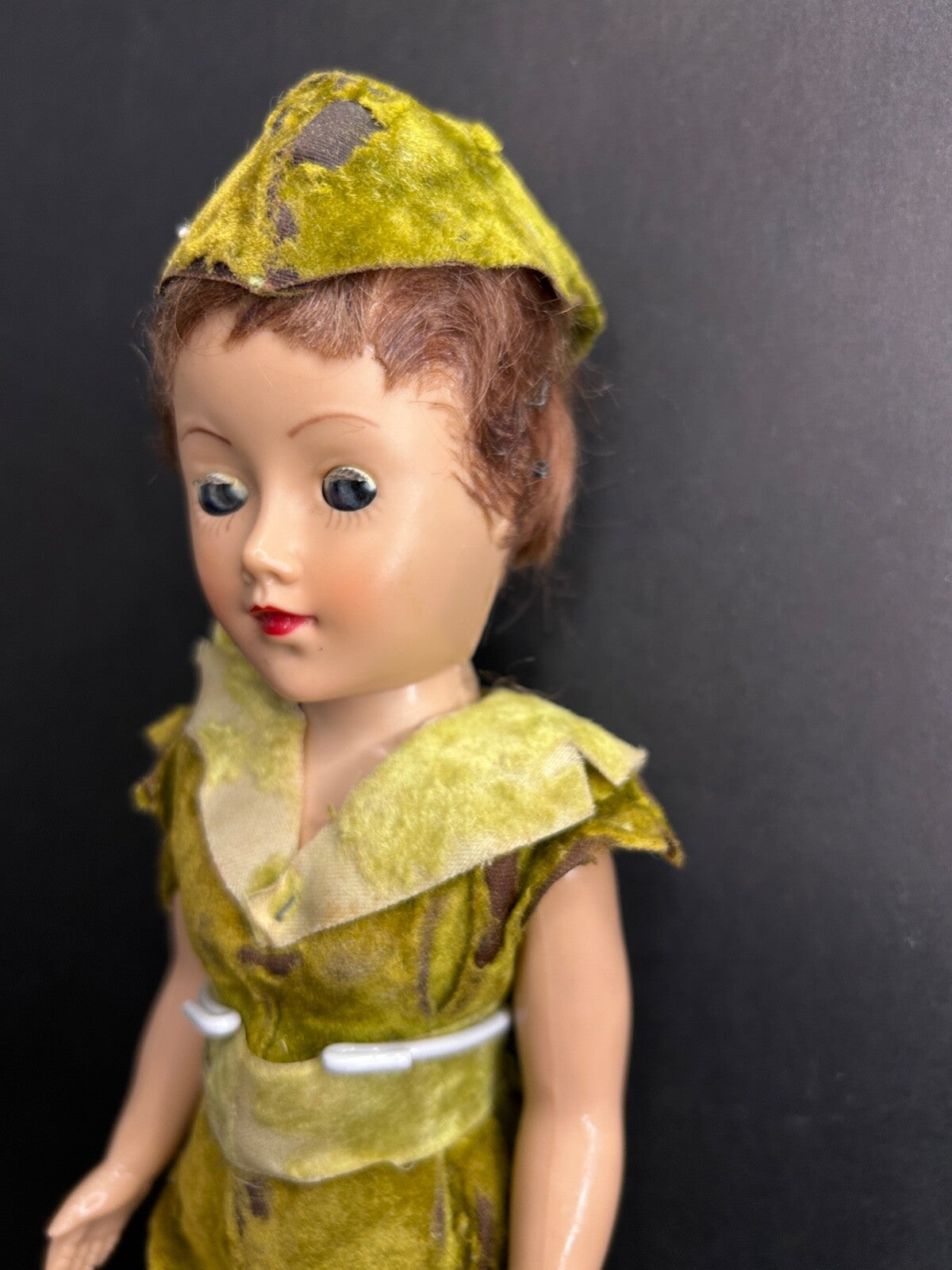 1950's Vintage Peter Pan Doll Blinking Eyes Arms and Legs That Move With Stand