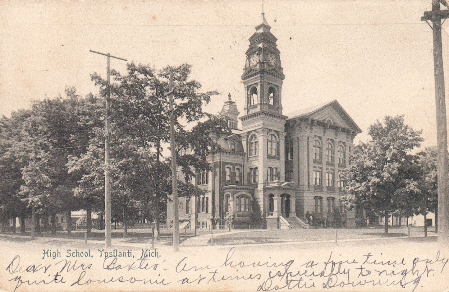 High School Building in Ypsilanti MI Michigan  Postcard