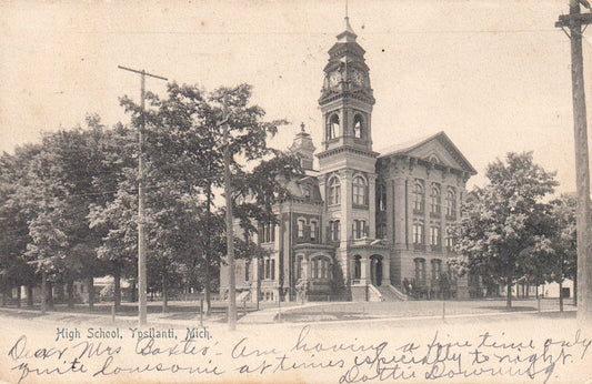 High School Building in Ypsilanti MI Michigan  Postcard