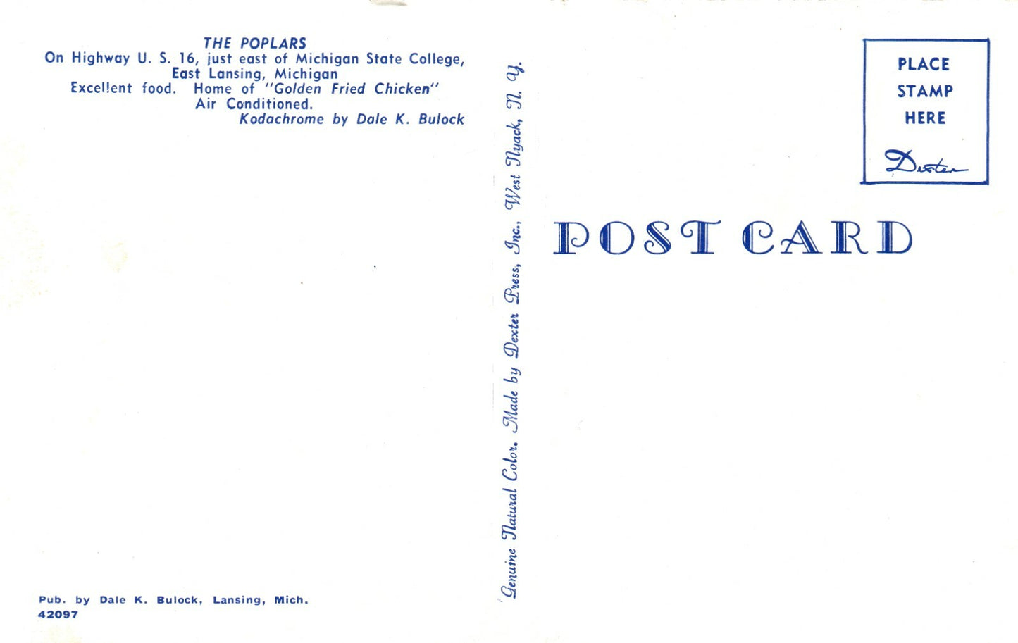 The Poplars on Highway US16 MSC MSU East Lansing MI Michigan Mich Postcard