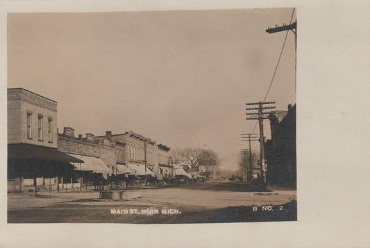 Real Photo Street View Main Street Muir Michigan MI Mich Postcard B No 2