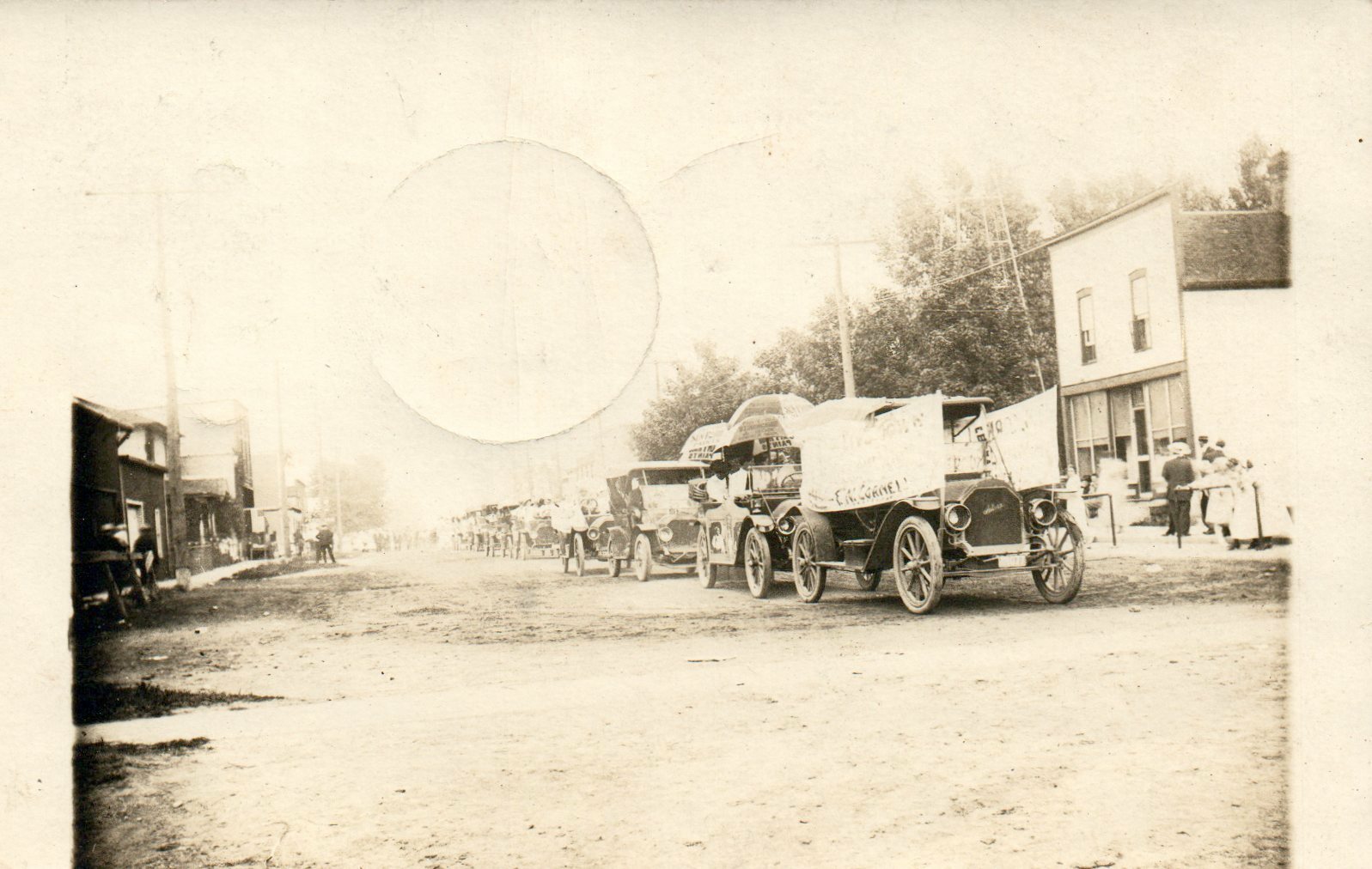 Real Photo Old Main Street Old Cars Sunfield Michigan MI Postcard