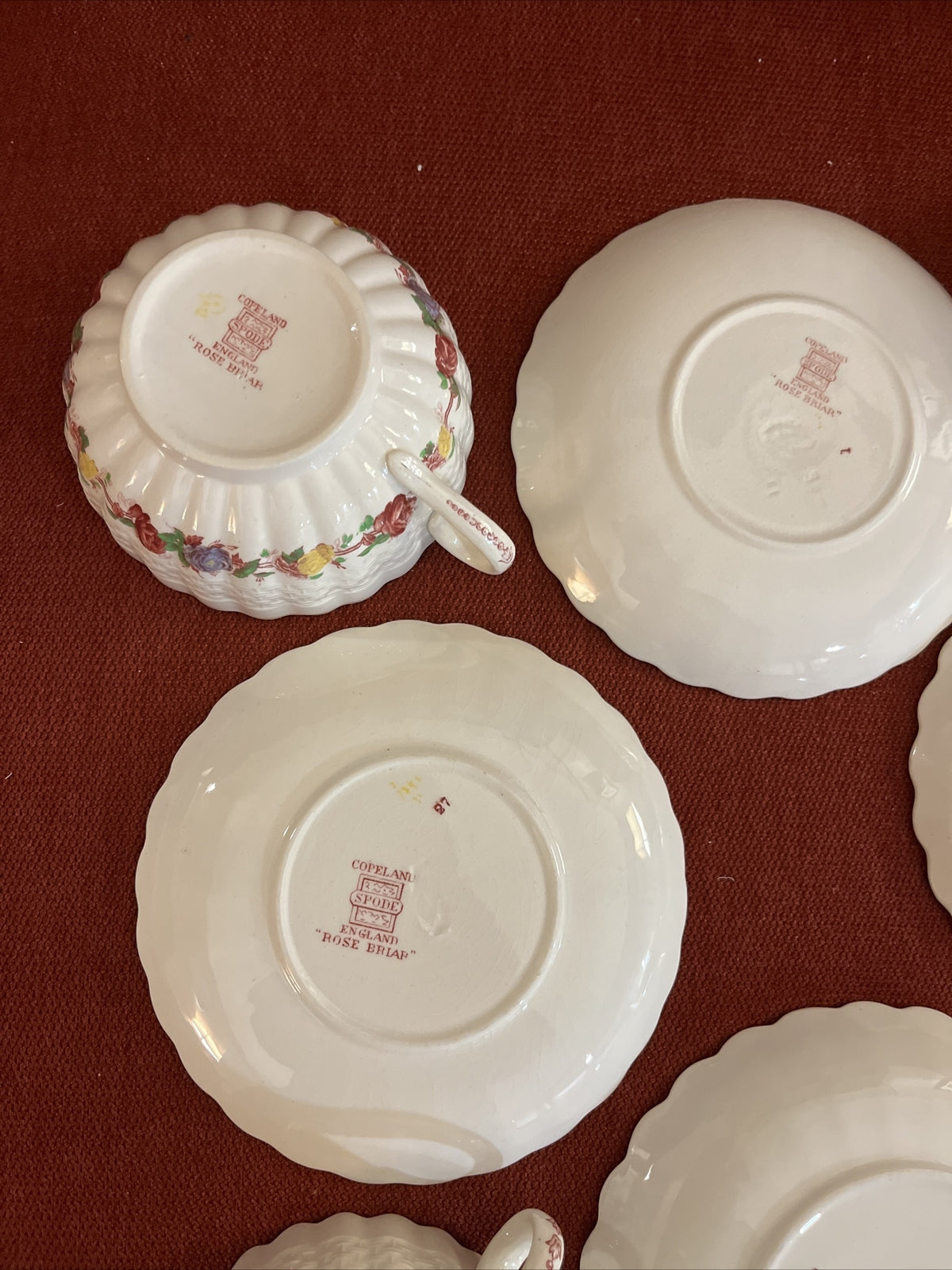 Copeland Spode Rose Briar set of  4 Cup & Saucer Sets   2 1/8"