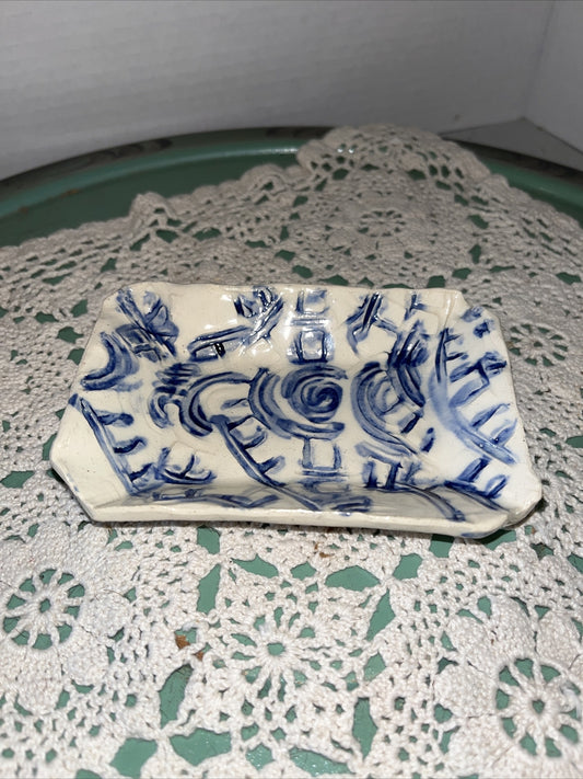 Studio Art Pottery Trinket Dish / Soap Dish  USA Made 6”