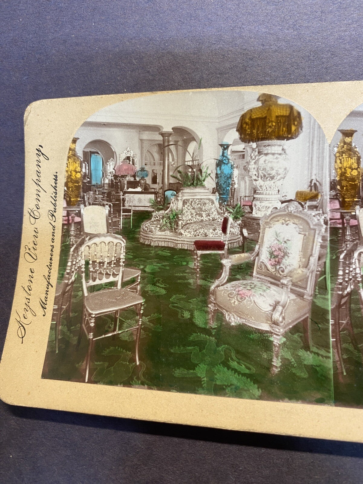 1898 Real Photo tinted Tampa Bay FL Florida Hotel Parlor  Stereoview