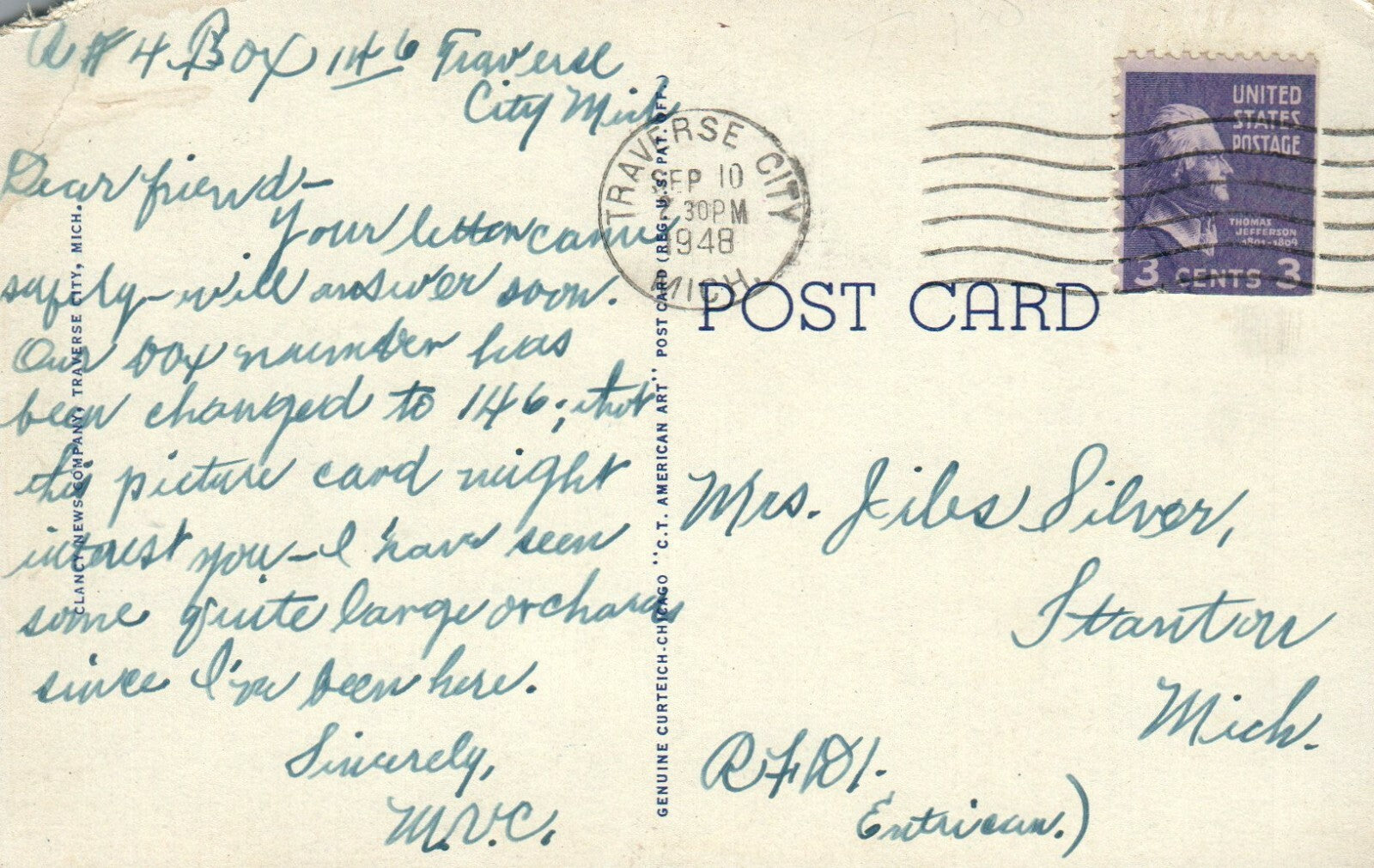 Cherry Orchard Near Traverse City Michigan MI Postcard