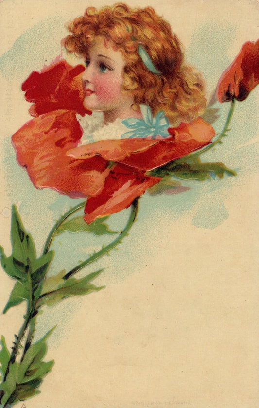 Catherine Klein Fantasy beautiful girl Flower Greeting Vintage Postcard