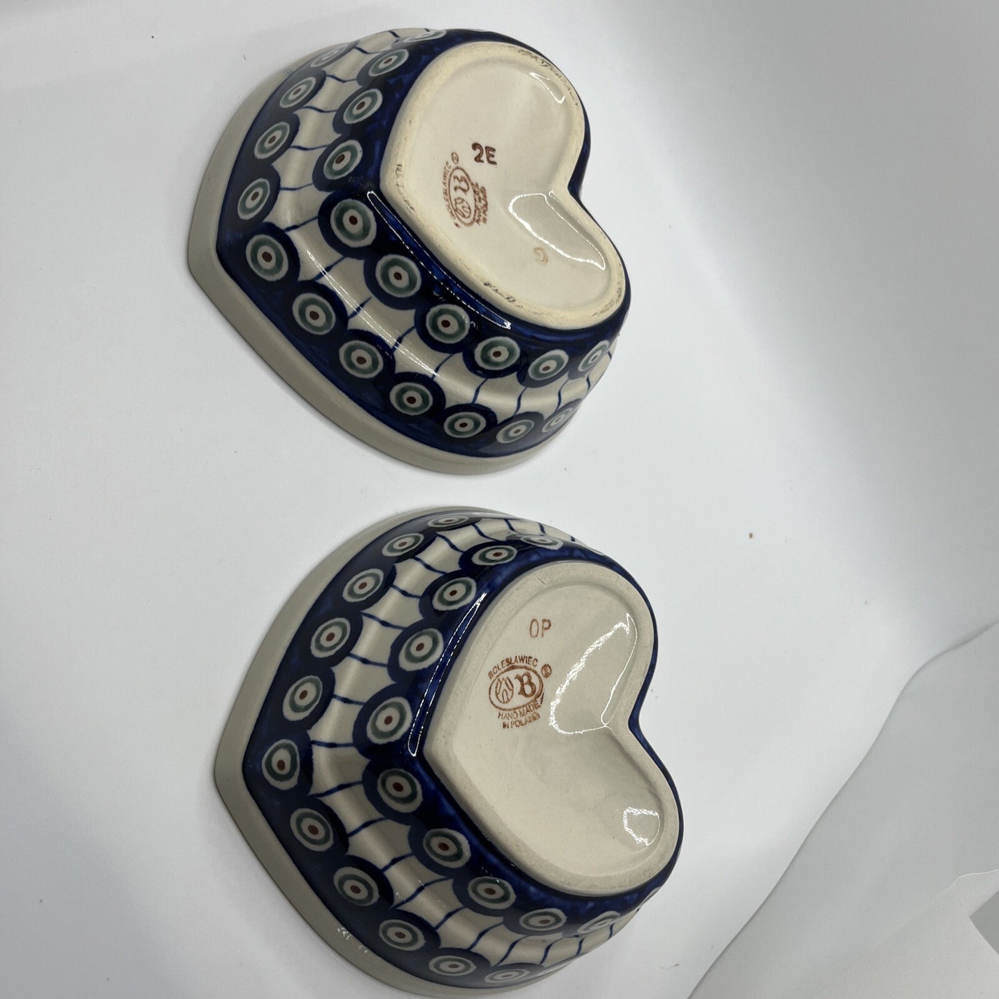 Boleslawiec Polish Pottery  2  Blue  Pattern Heart Serving Bowl