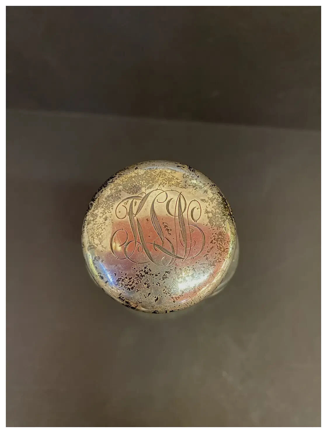 Sterling Silver Stopper 1920 Hawkes Cut Glass Engraved Oil Vinegar Bottle Cruet