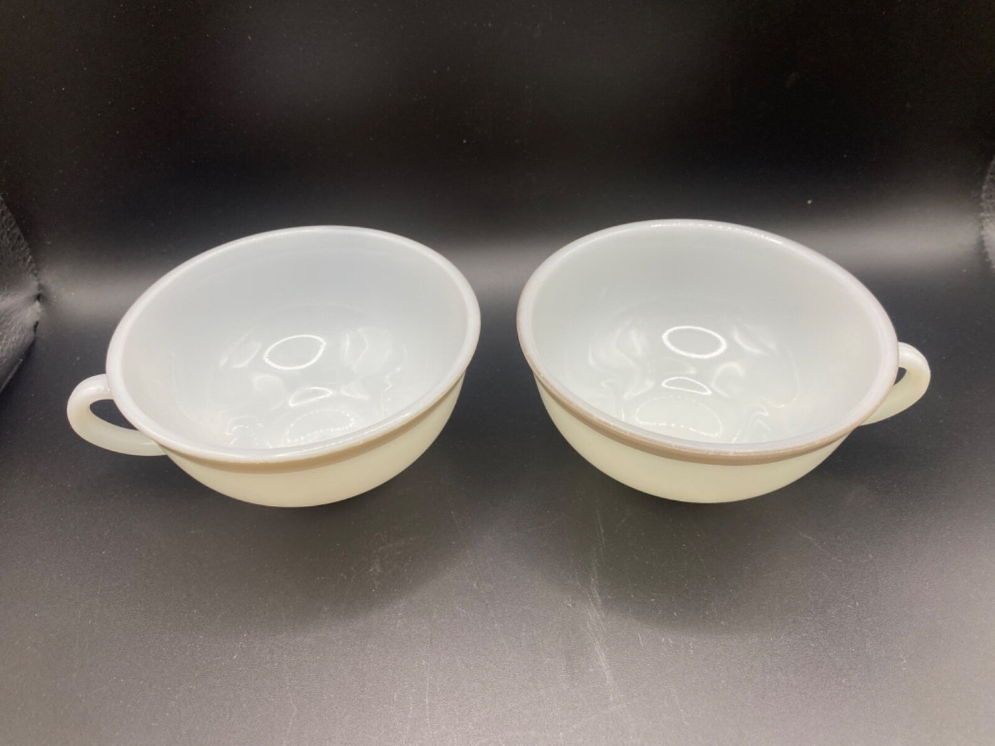 RARE Set of 2 Vintage  Pyrex White Dove Grey Regency  Trim Gray USA Cup cups