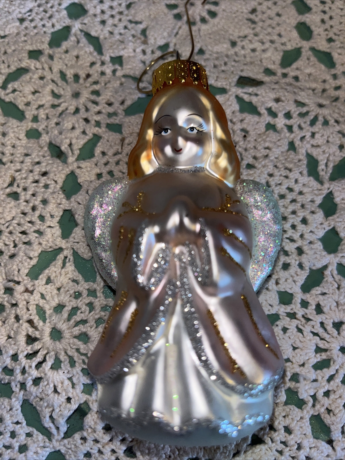 Vintage Pretty Angel Mercury Glass Christmas Ornament