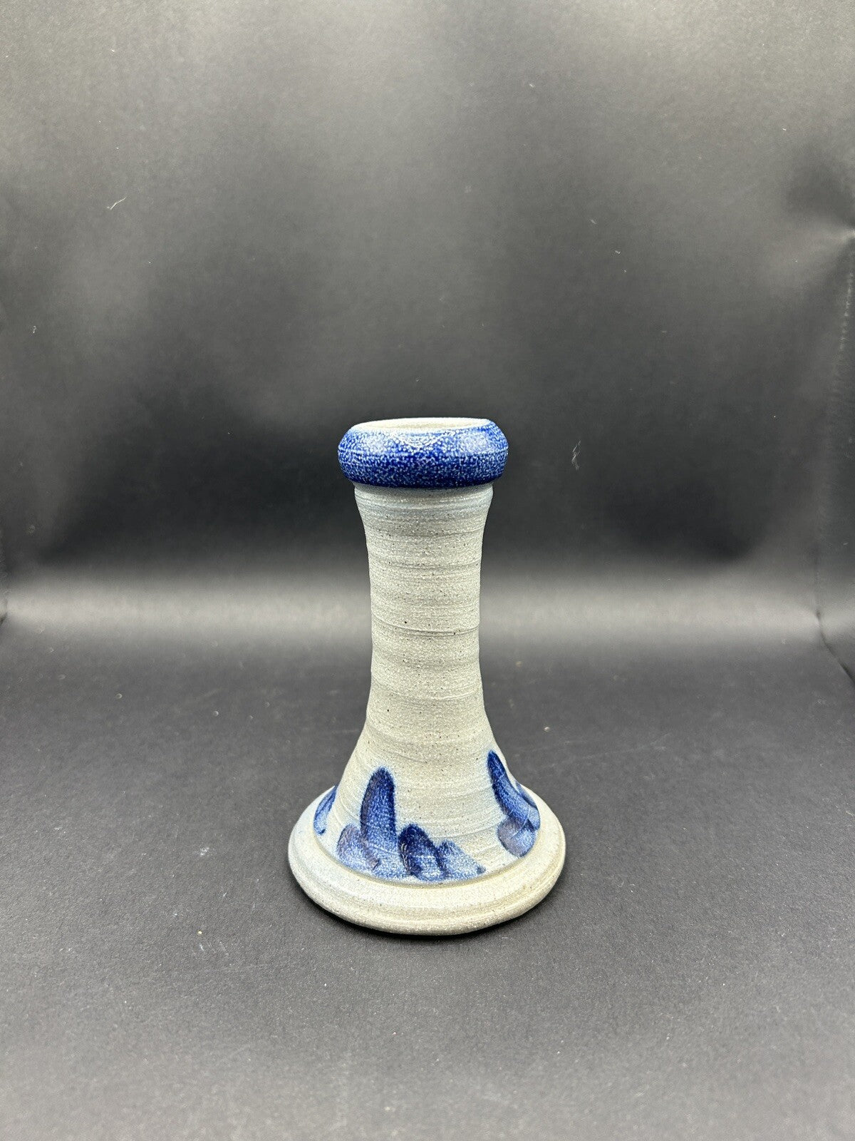  Rowe Pottery Works Candle Stick Holder Vintage 5" Cobalt Salt Glaze 1990 20A