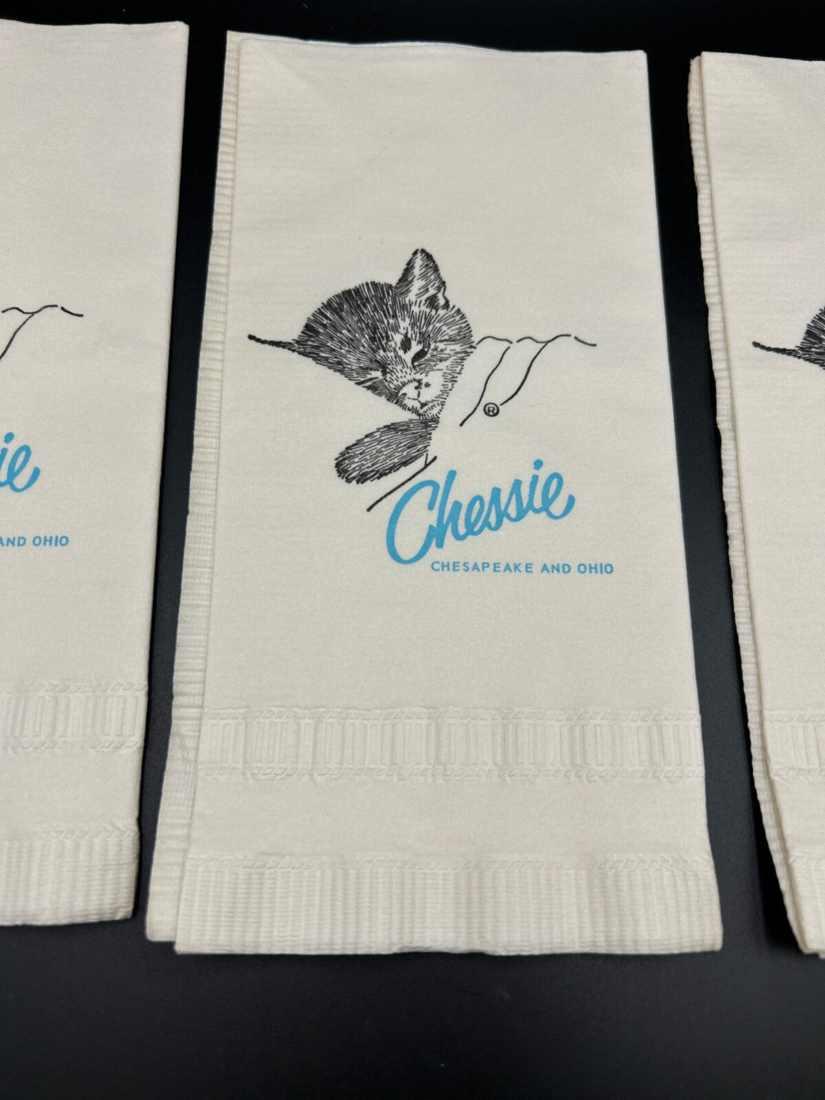 LOT OF 3 CHESSIE Paper Napkins CHESAPEAKE & OHIO RAILROAD Ludington MICHIGAN MI