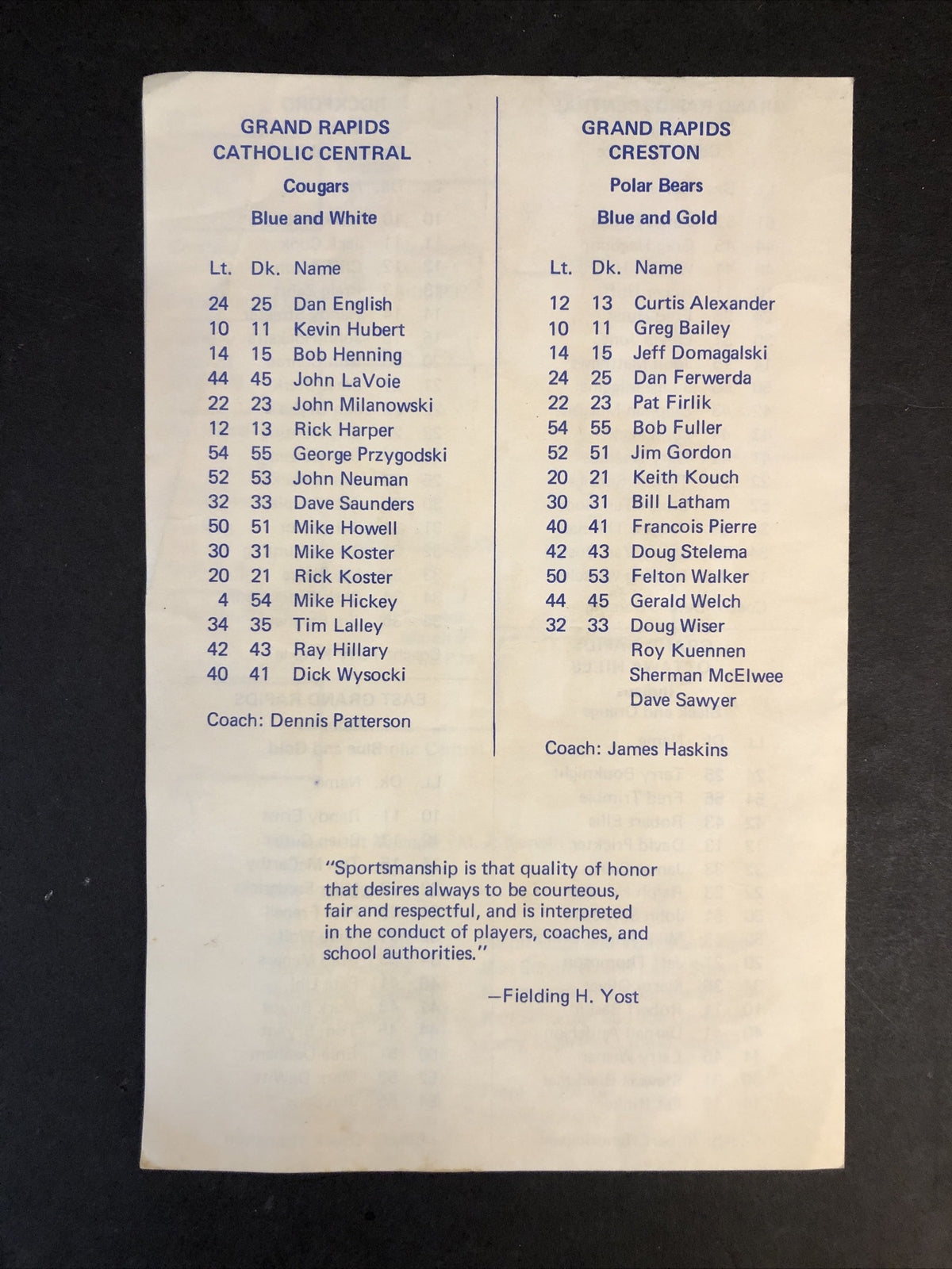 East Grand Rapids High School Class A District Tournament Basketball 1972