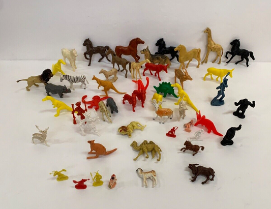Lot of 51 Vintage Plastic Animal People and Soldier Toys
