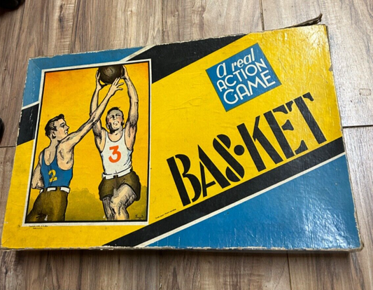 Vintage 1938 BAS-KET Basket A Real Action Game Cadaco Ellis Ball Complete WORKS