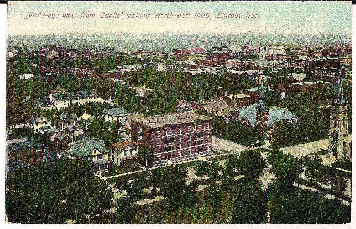 Birds Eye View Capital looking NW 1909 Lincoln NE Nebraska  Postcard