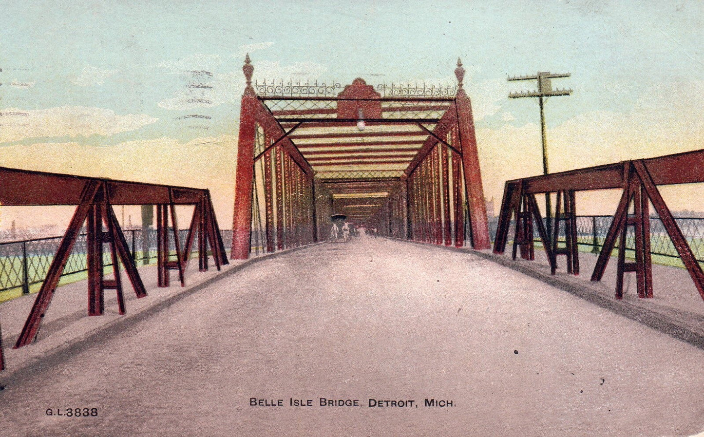 Belle Isle Bridge in Detroit Michigan MI Postcard