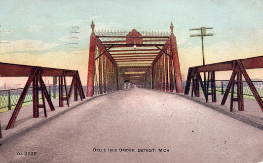 Belle Isle Bridge in Detroit Michigan MI Postcard
