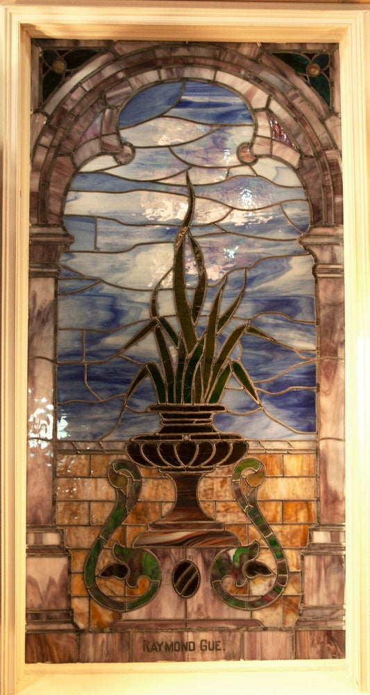 78" x 43" Multi Colored Antique Church Stained Glass Window CW Post Providence