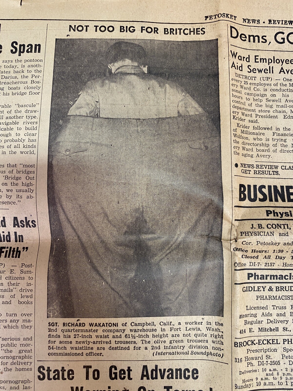 1955 Radioactive Dust From Tests hit Michigan Petoskey News review Newspaper