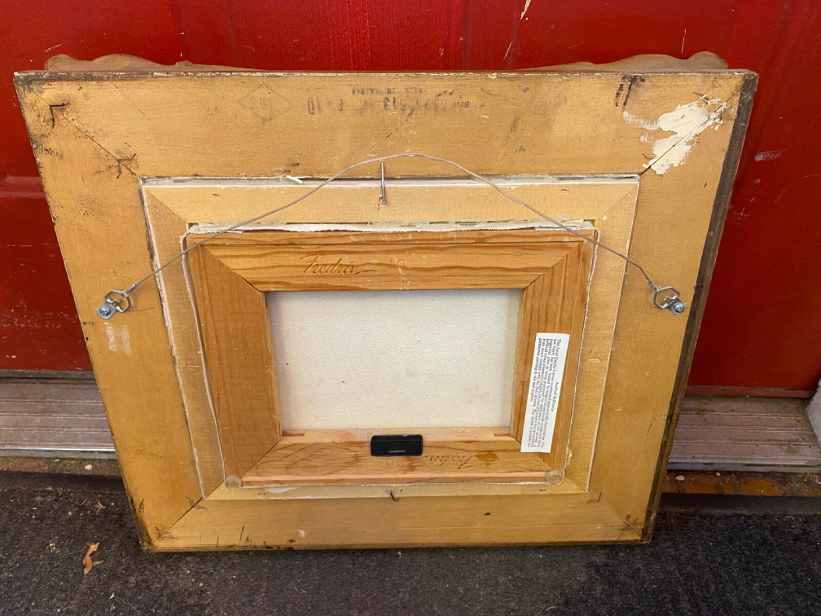 Vintage Quality Wood Ornate Gold Frame with Art Cottage  Rectangle 17.5 x 15.5