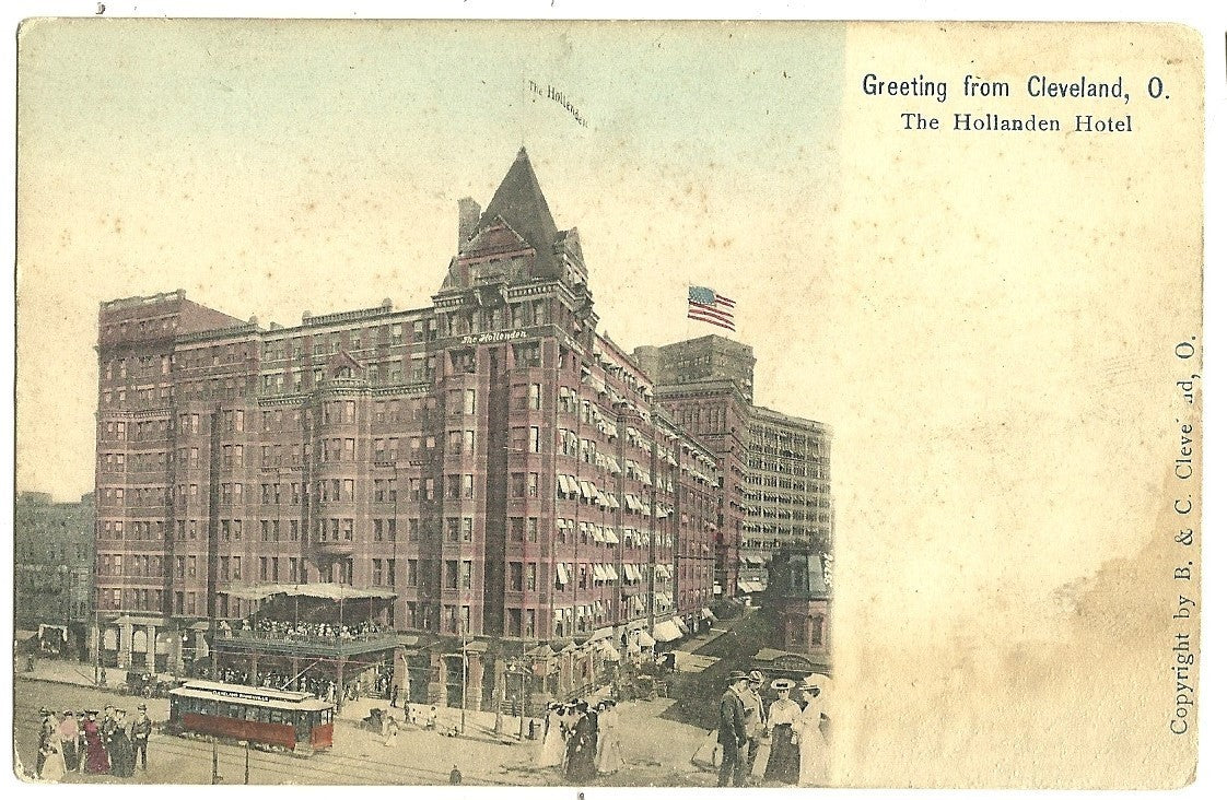 Early The Hollanden Hotel Motel Cleveland Ohio O Postcard Trolley