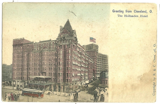 Early The Hollanden Hotel Motel Cleveland Ohio O Postcard Trolley