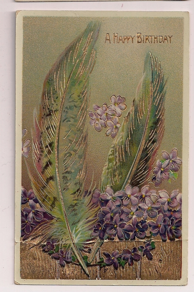 High Gloss Samson Brothers Feathers Floral Flowers Greeting Postcard Series 7014