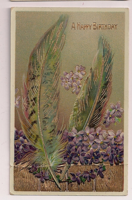 High Gloss Samson Brothers Feathers Floral Flowers Greeting Postcard Series 7014