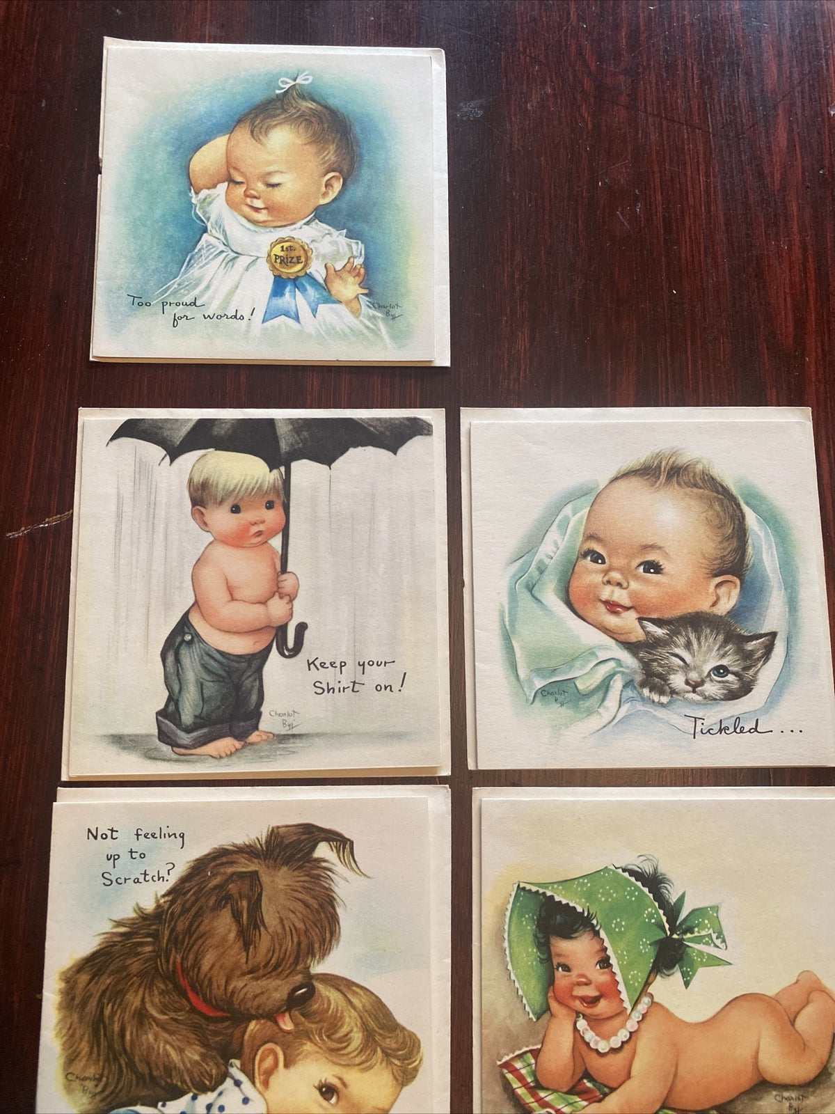 Vintage Artist Signed Charlot Byi  Greeting Card Lot of 7 children Babies