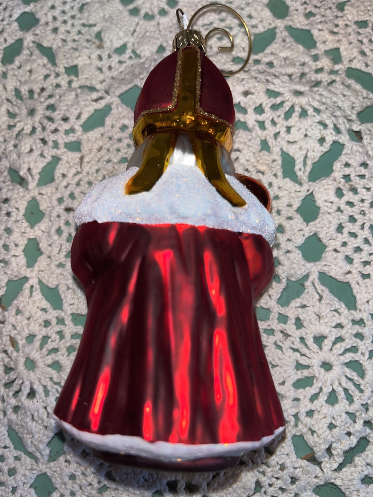 Vintage Santa Mercury Glass Christmas Ornament