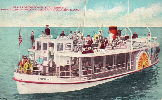 Glass Bottom Power Boat "Empress" Catalina Island  CA California Postcard
