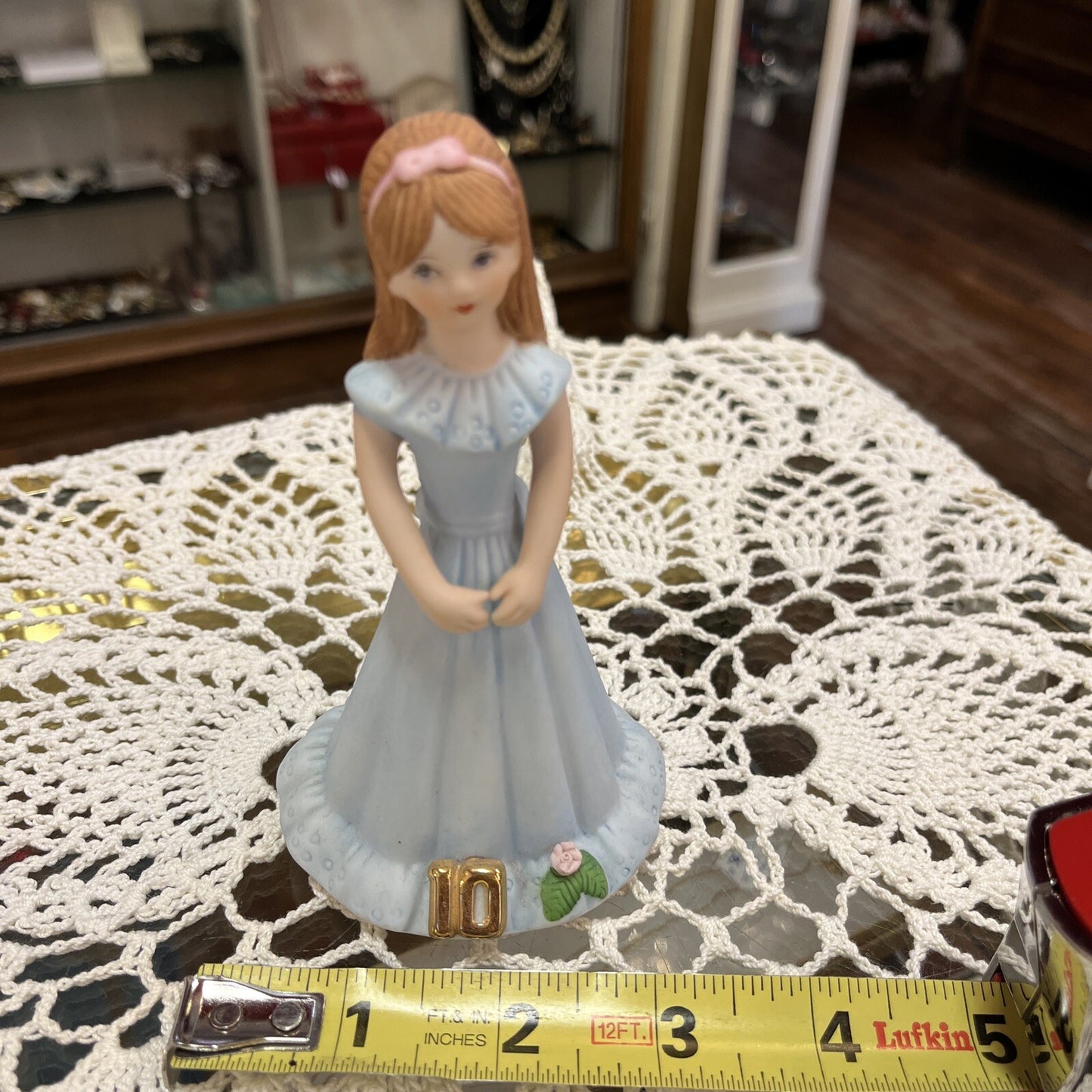 Enesco Growing Up Birthday Girls Age 10 Brunette Porcelain Figurine cake topper