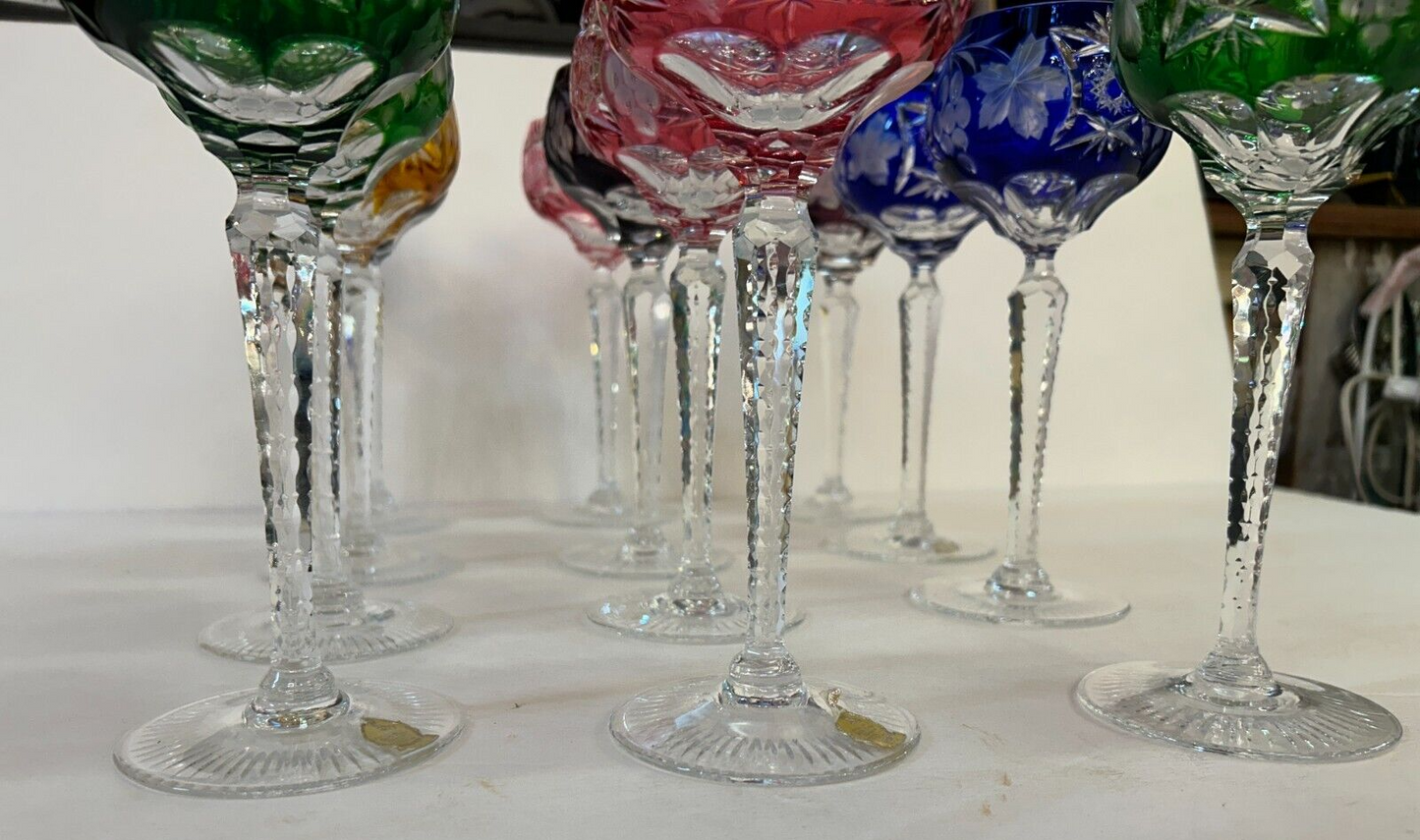 12 NACHTMANN TRAUBE Crystal 8.25 Cut To Clear WINE GOBLET Bohemian Marsala