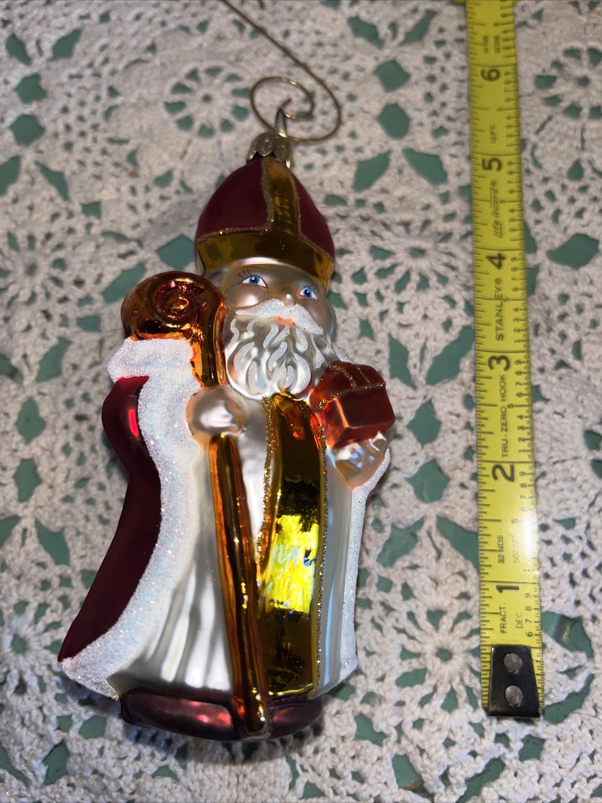 Vintage Santa Mercury Glass Christmas Ornament