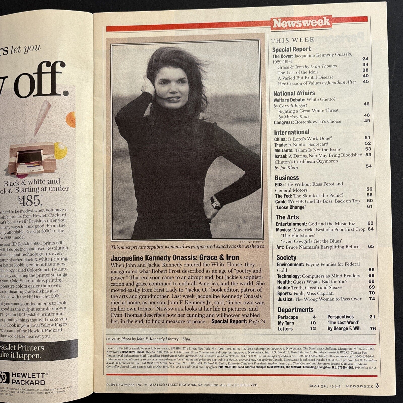 NEWSWEEK Magazine May 30, 1994 Jackie Kennedy Onassis 1929-1994