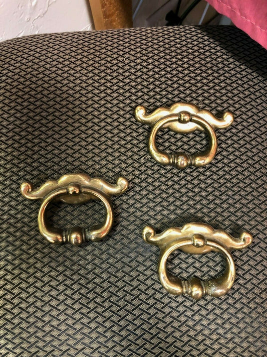 Lot of 3 vintage Brass Dresser  drawer pulls Hardware