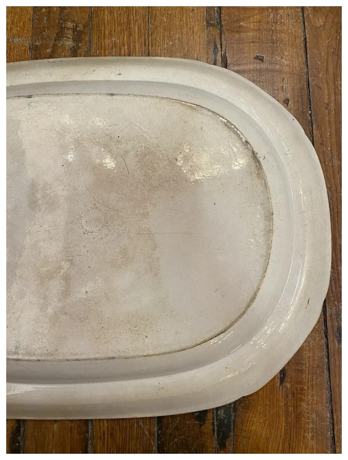 c1860 Staffordshire Adams Blue Willow Antique Platter 17" x 13" White